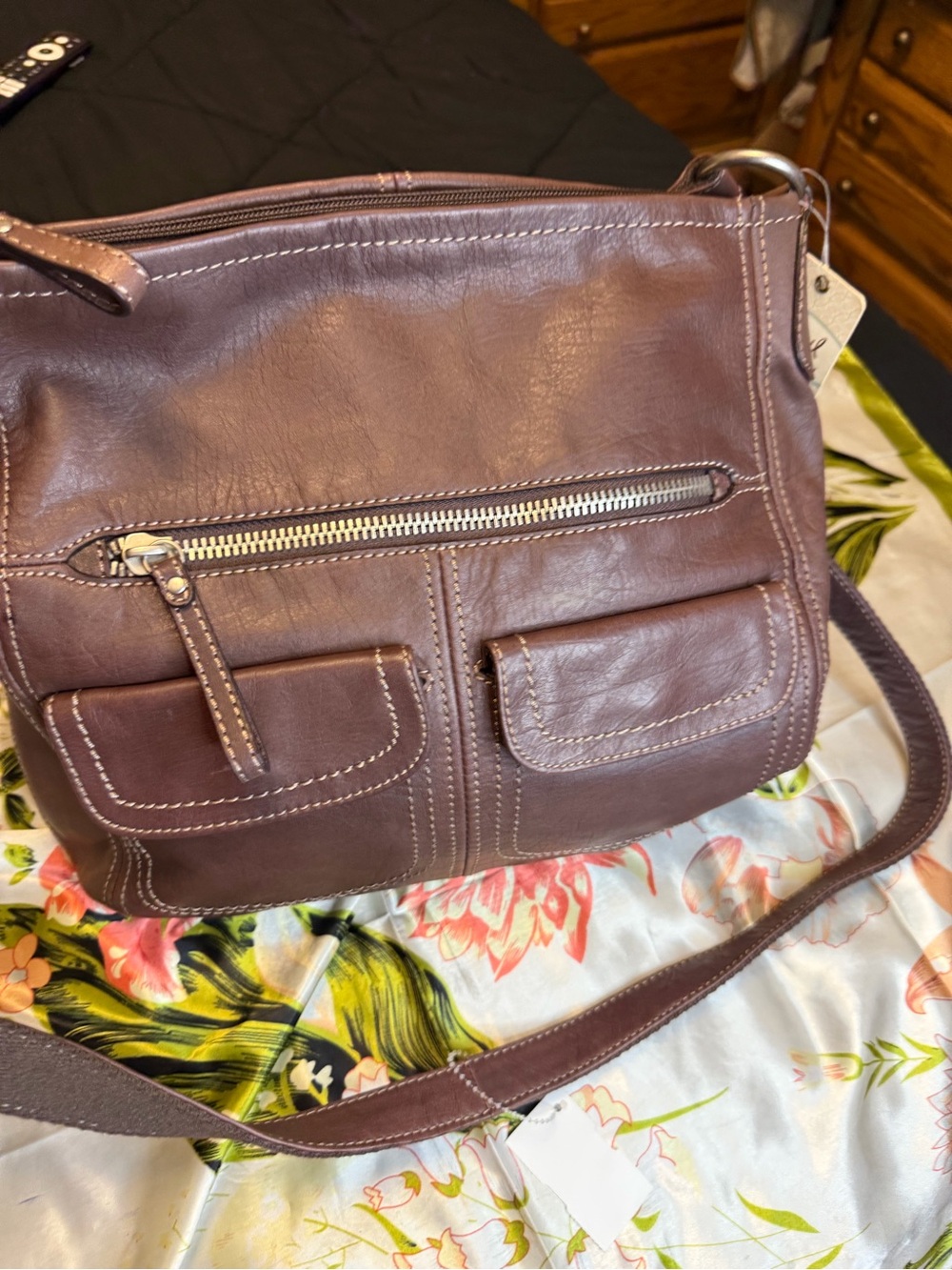 Fossil Hanover Large Hobo Brown Leather Crossbody Bag — NWT